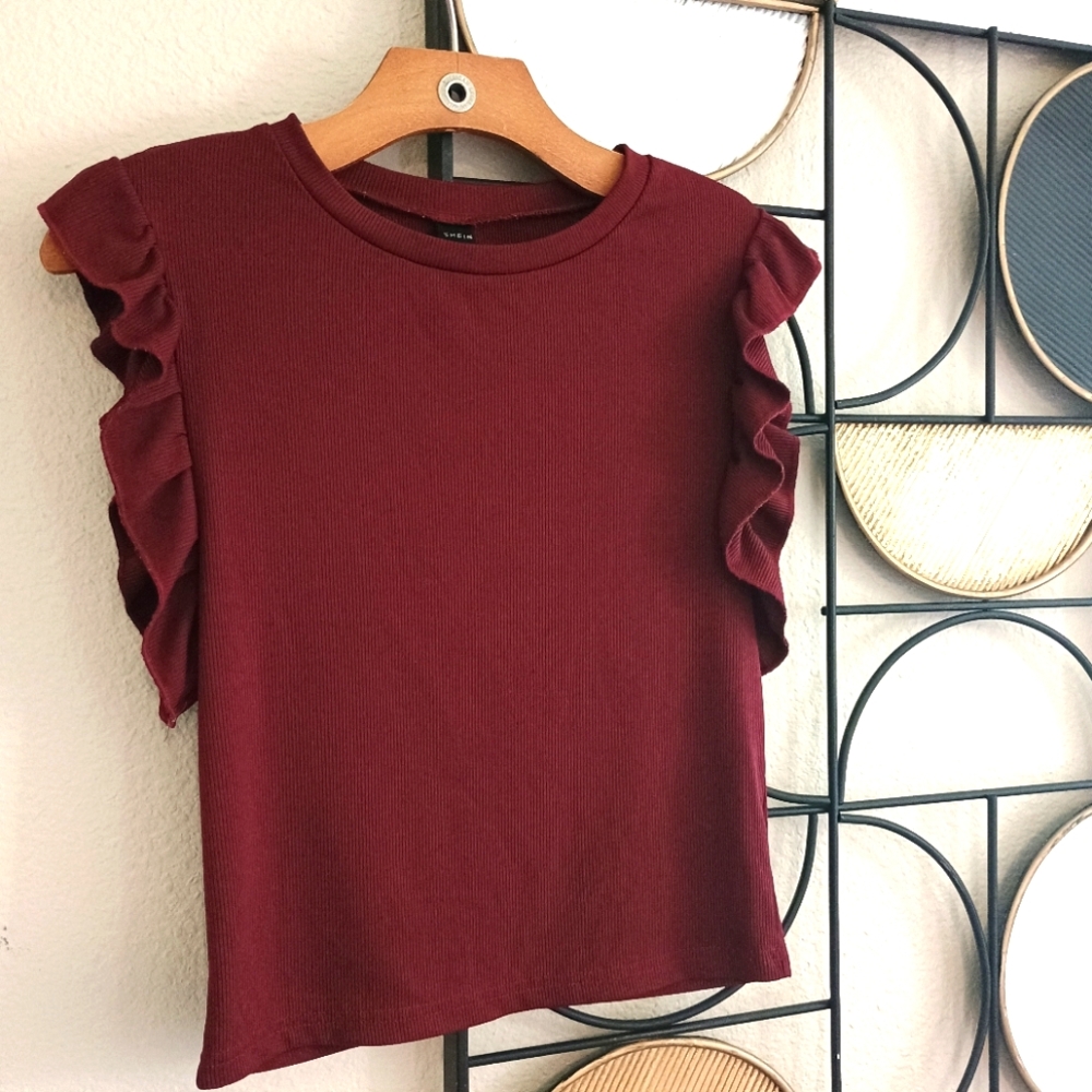 4/$25 Maroon Ribbed Crop Top